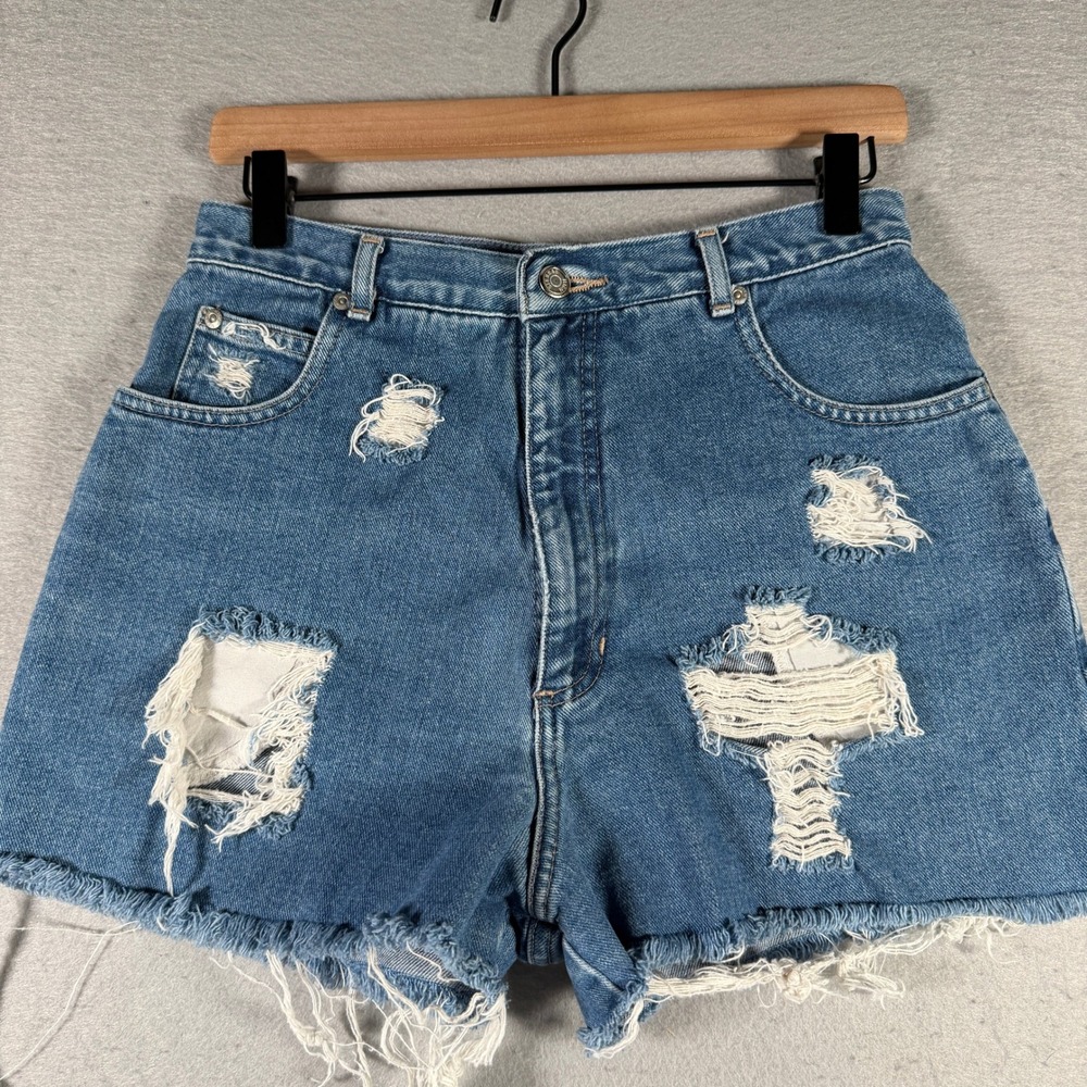 High Sierra Authentic Dungarees Distressed‎ Denim Shorts Blue Size 10 High Rise